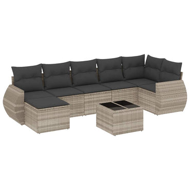 vidaXL Salon de jardin 8 pcs avec coussins Gris clair résine tressée