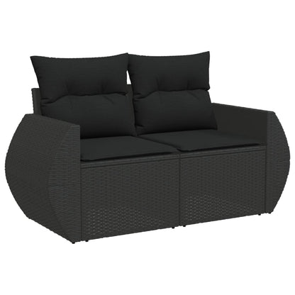 vidaXL Salon de jardin 7 pcs avec coussins Noir Résine tressée