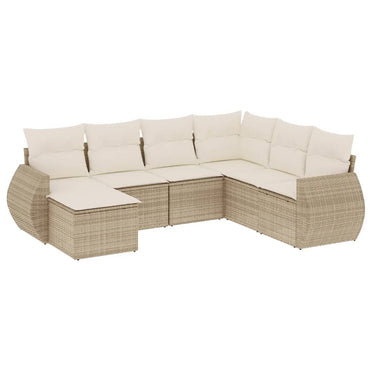 vidaXL Salon de jardin 7 pièces avec coussins en résine tressée beige