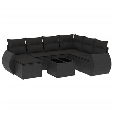vidaXL Ensemble de canapés de jardin 8 pièces avec coussins résine tressée noir