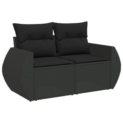 vidaXL Ensemble de canapés de jardin 8 pièces avec coussins résine tressée noir
