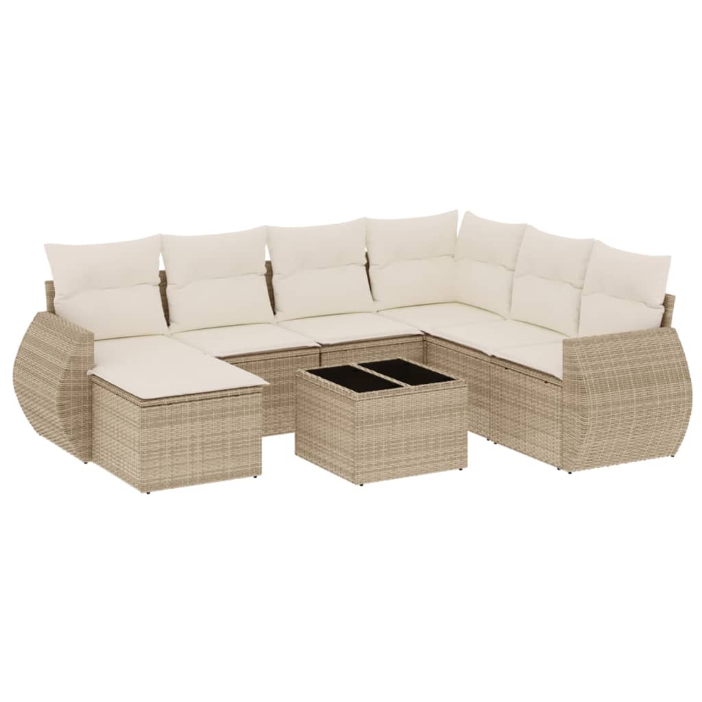 vidaXL Canapé d'angle de jardin 8 pcs avec coussins Résine tressée Beige