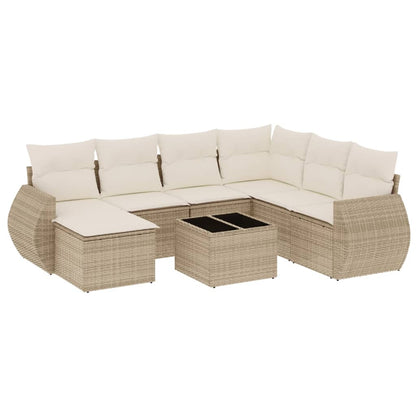 vidaXL Canapé d'angle de jardin 8 pcs avec coussins Résine tressée Beige