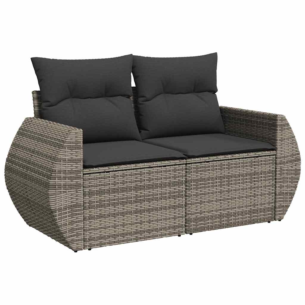 vidaXL Salon de jardin 8 pcs avec coussins Gris clair résine tressée