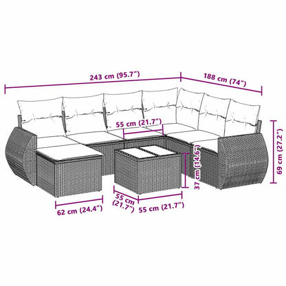 vidaXL Salon de jardin 8 pcs avec coussins Gris clair résine tressée