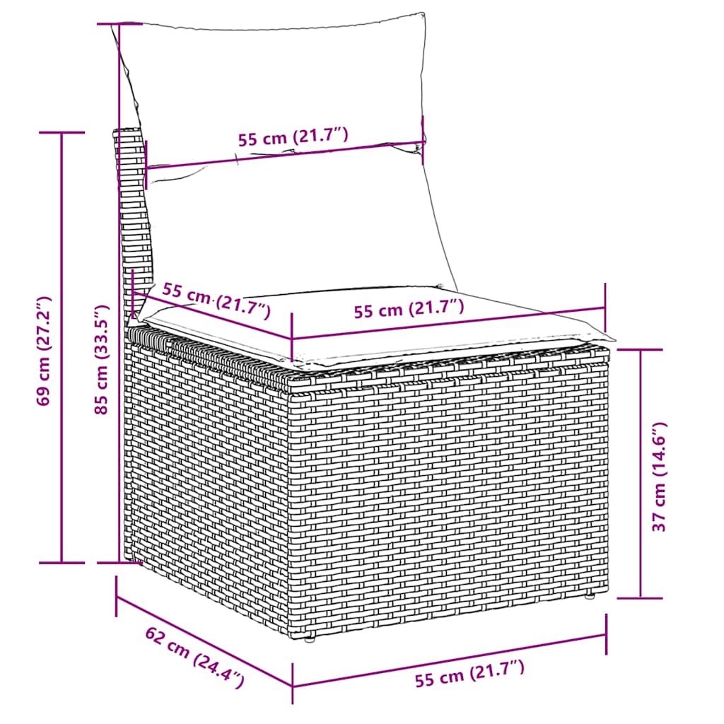 vidaXL Salon de jardin 8 pcs avec coussins Gris clair résine tressée