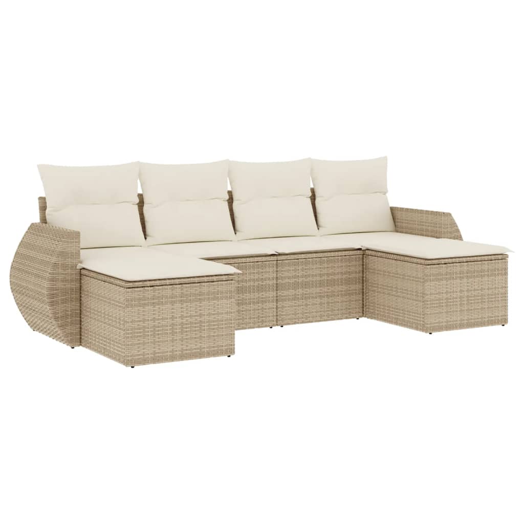 vidaXL Salon de jardin 6 pcs avec coussins beige résine tressée
