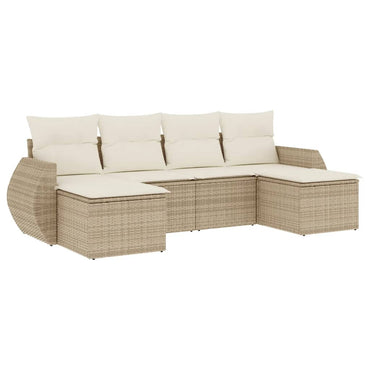 vidaXL Salon de jardin 6 pcs avec coussins beige résine tressée
