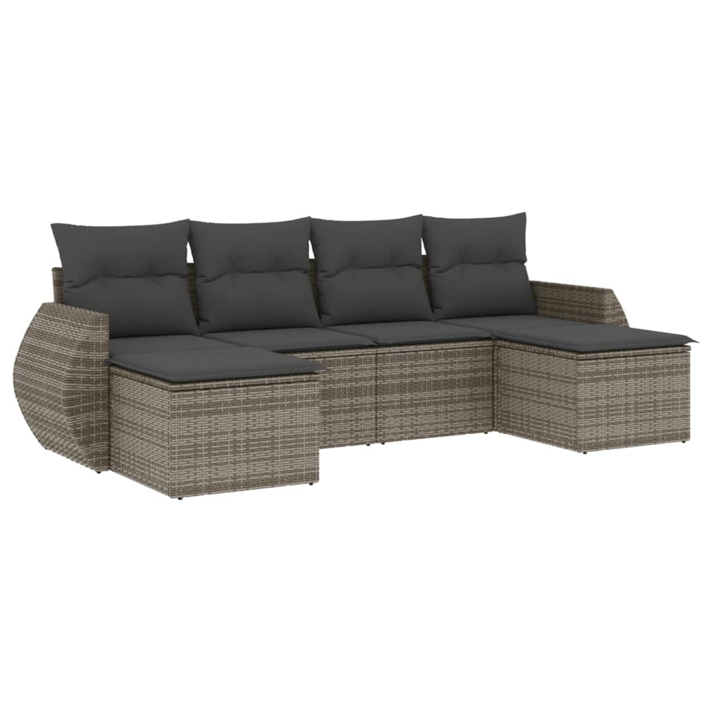vidaXL Ensemble de canapés de jardin 6 pcs avec coussins gris résine tressée