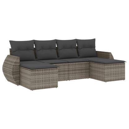 vidaXL Ensemble de canapés de jardin 6 pcs avec coussins gris résine tressée