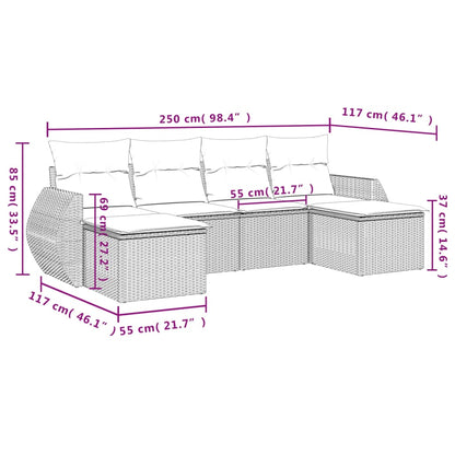 vidaXL Ensemble de canapés de jardin 6 pcs avec coussins gris résine tressée