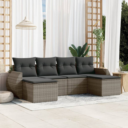 vidaXL Ensemble de canapés de jardin 6 pcs avec coussins gris résine tressée