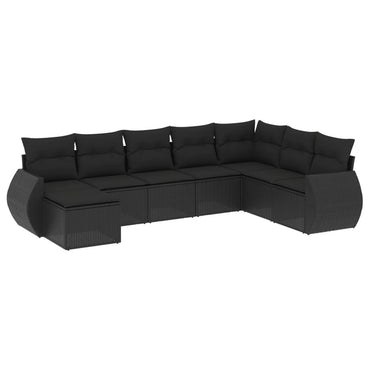 vidaXL Ensemble de canapés de jardin 8 pièces avec coussins résine tressée noir