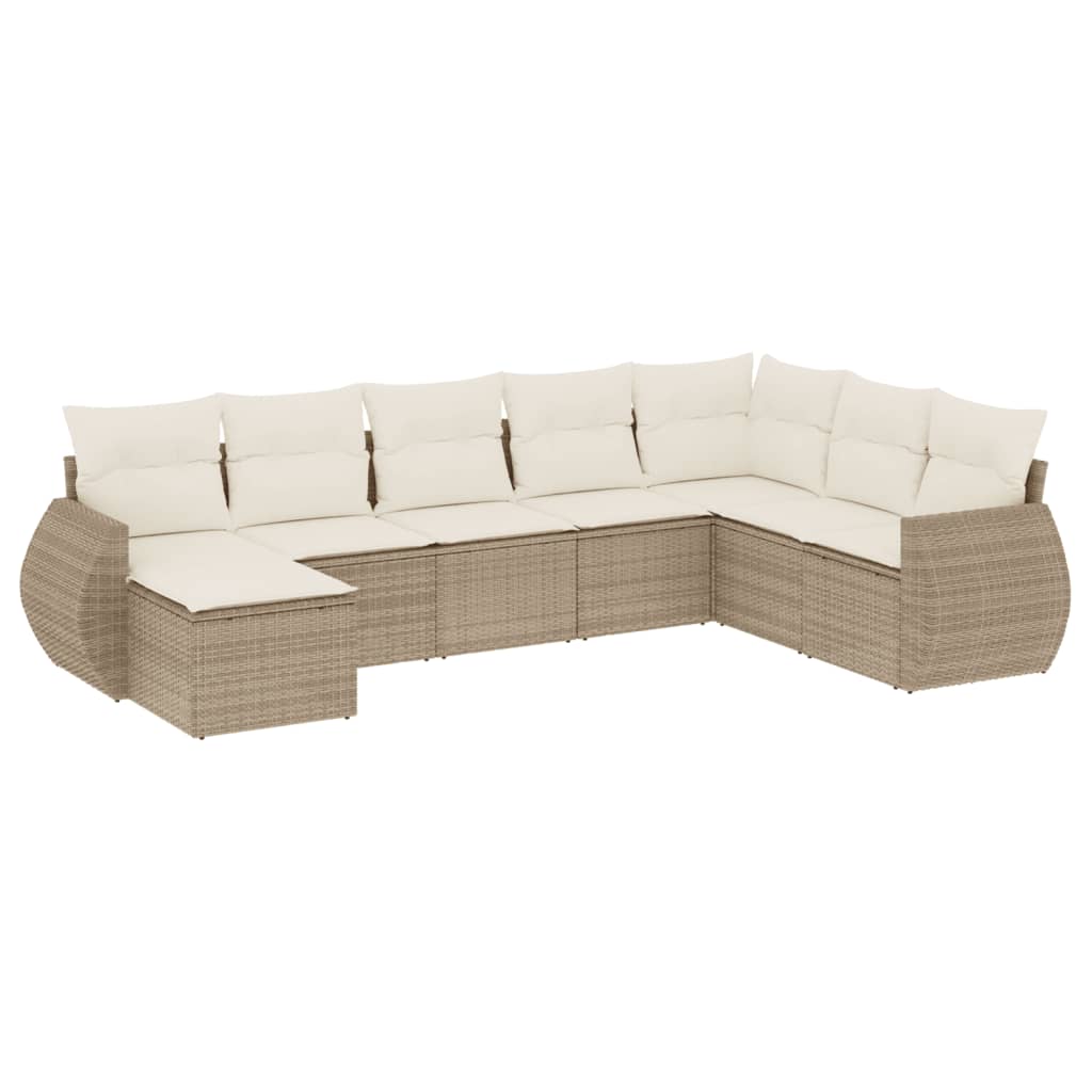 vidaXL Canapé d'angle de jardin 8 pcs avec coussins Résine tressée Beige
