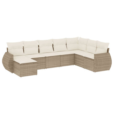 vidaXL Canapé d'angle de jardin 8 pcs avec coussins Résine tressée Beige