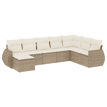 vidaXL Canapé d'angle de jardin 8 pcs avec coussins Résine tressée Beige