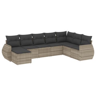 vidaXL Salon de jardin 8 pcs avec coussins Gris clair résine tressée