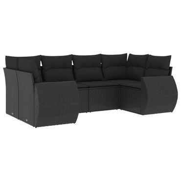 vidaXL Salon de jardin 6 pcs avec coussins Noir Résine tressée