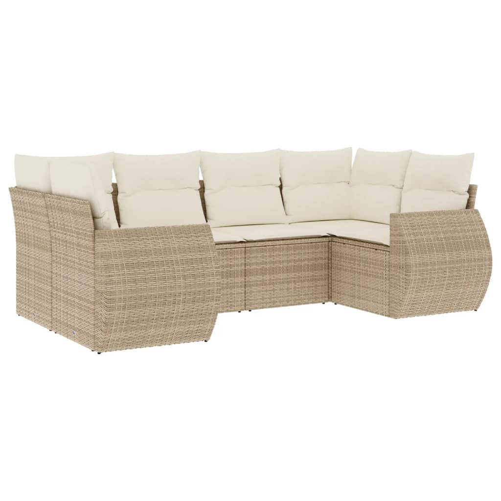 vidaXL Salon de jardin 6 pcs avec coussins beige résine tressée