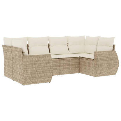 vidaXL Salon de jardin 6 pcs avec coussins beige résine tressée