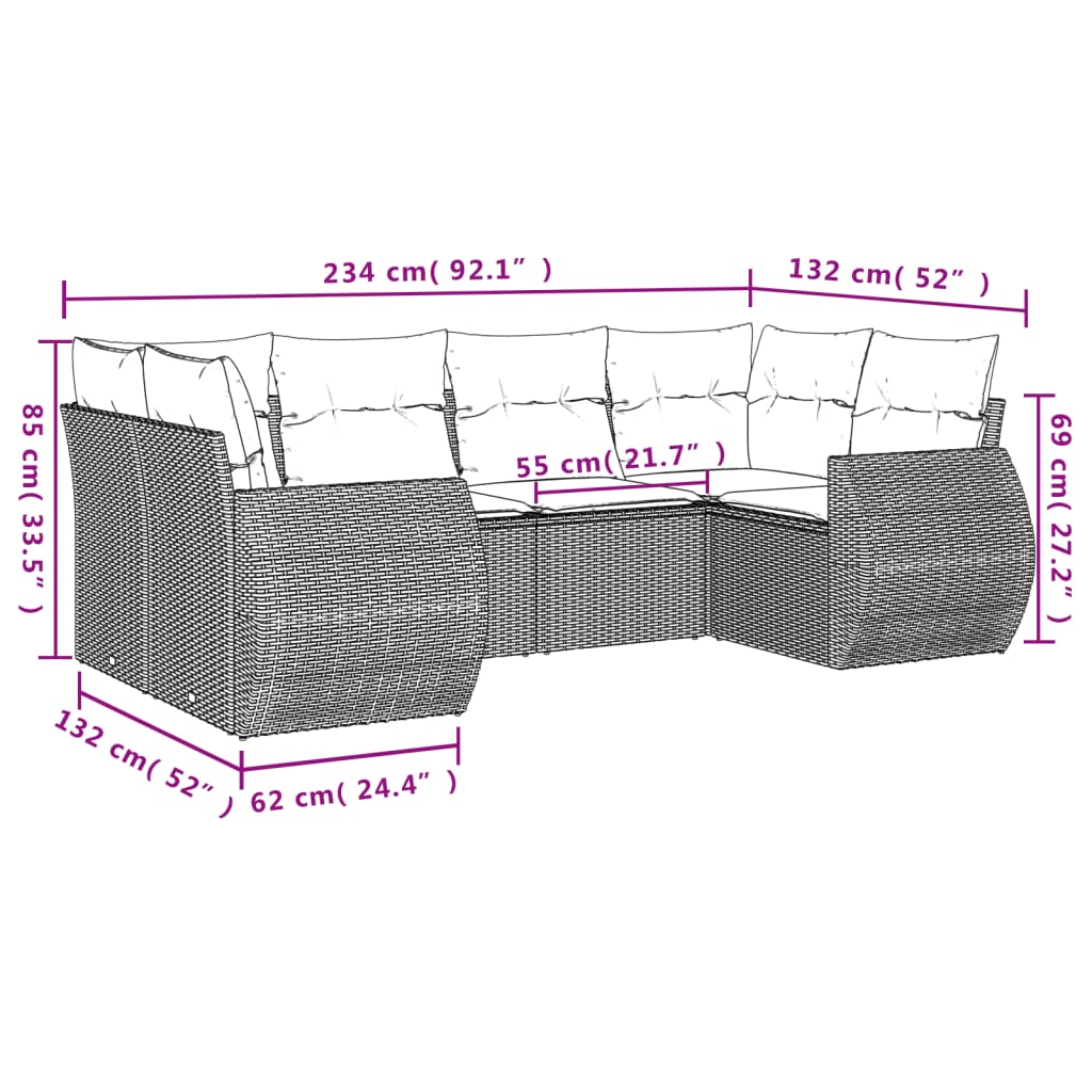 vidaXL Salon de jardin 6 pcs avec coussins beige résine tressée