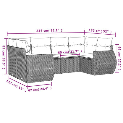 vidaXL Salon de jardin 6 pcs avec coussins beige résine tressée