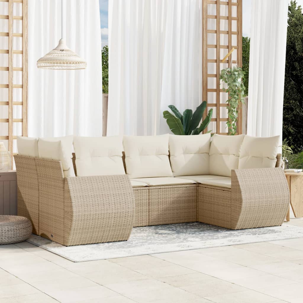 vidaXL Salon de jardin 6 pcs avec coussins beige résine tressée