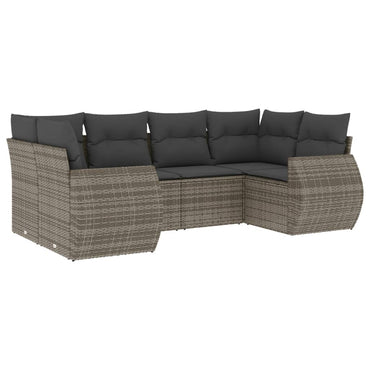 vidaXL Ensemble de canapés de jardin 6 pcs avec coussins gris résine tressée