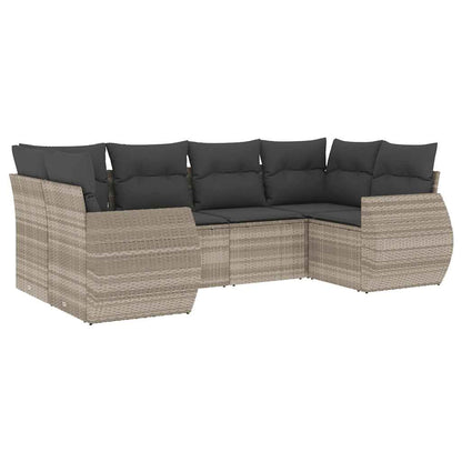 vidaXL Salon de jardin 6 pcs avec coussins Gris clair résine tressée
