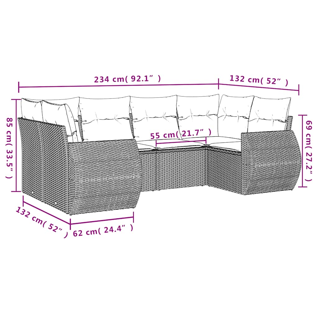 vidaXL Salon de jardin 6 pcs avec coussins Gris clair résine tressée