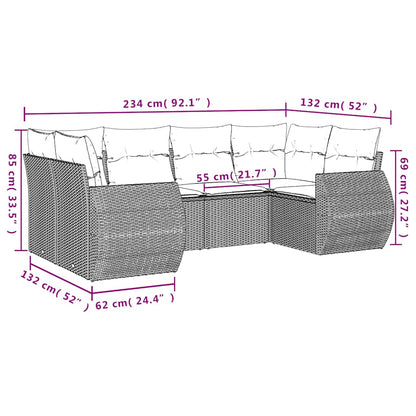 vidaXL Salon de jardin 6 pcs avec coussins Gris clair résine tressée
