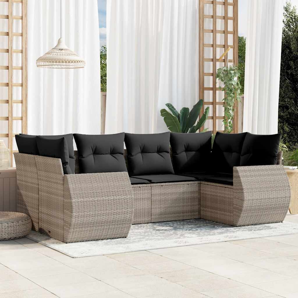 vidaXL Salon de jardin 6 pcs avec coussins Gris clair résine tressée