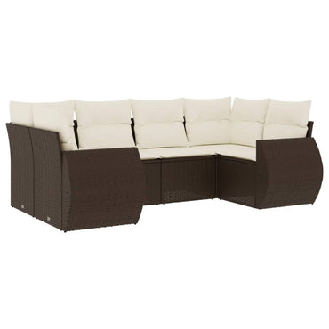 vidaXL 6-tlg. Garten-Sofagarnitur mit Kissen Braun Poly Rattan