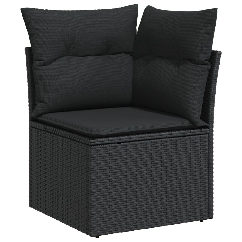vidaXL Salon de jardin 10 pcs avec coussins Noir Résine tressée