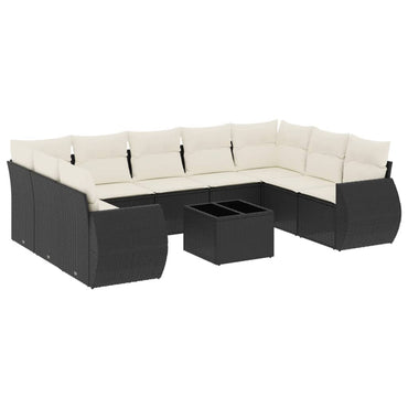 vidaXL Salon de jardin 10 pcs avec coussins Noir Résine tressée