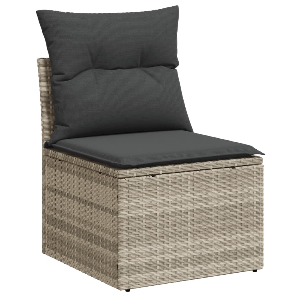 vidaXL Salon de jardin 10 pcs avec coussins gris clair résine tressée