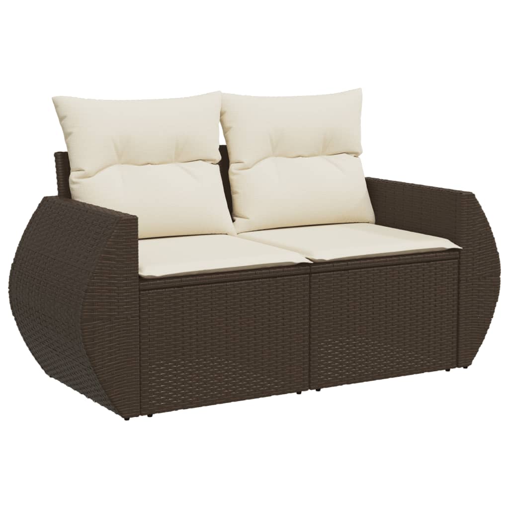 vidaXL 10-tlg. Garten-Sofagarnitur mit Kissen Braun Poly Rattan