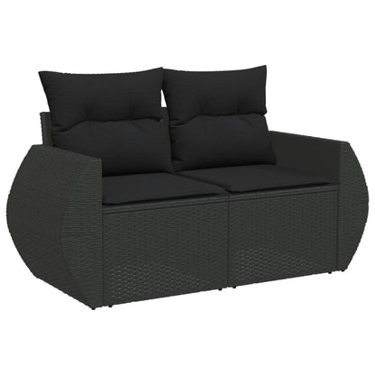 vidaXL Salon de jardin 9 pcs avec coussins Noir Résine tressée