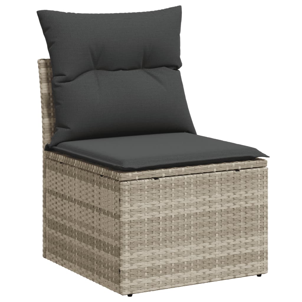 vidaXL Salon de jardin 9 pcs avec coussins Gris clair résine tressée