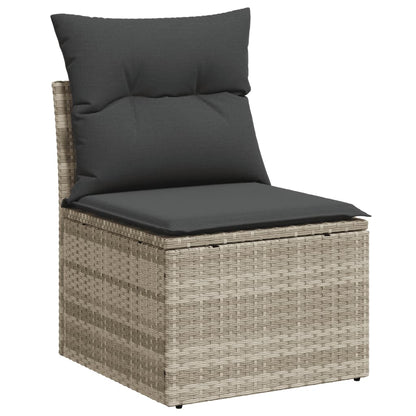 vidaXL Salon de jardin 9 pcs avec coussins Gris clair résine tressée
