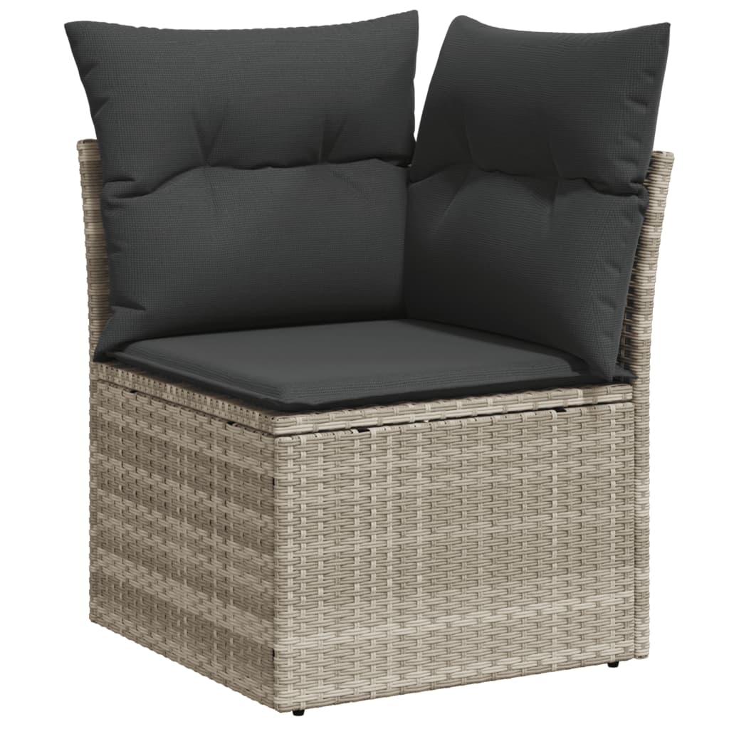vidaXL Salon de jardin 9 pcs avec coussins Gris clair résine tressée