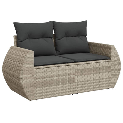 vidaXL Salon de jardin 9 pcs avec coussins Gris clair résine tressée