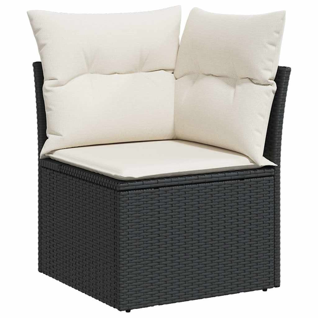 vidaXL Salon de jardin 10 pcs avec coussins Noir Résine tressée