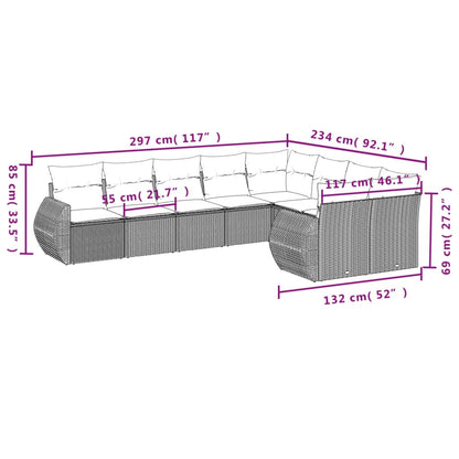 vidaXL 9-tlg. Garten-Sofagarnitur mit Kissen Schwarz Poly Rattan
