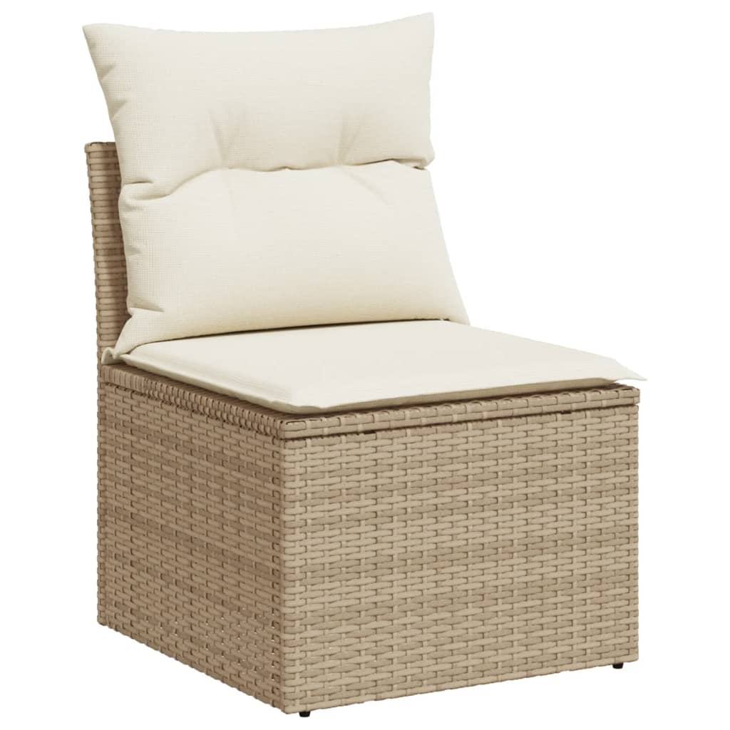 vidaXL Salon de jardin 9 pcs avec coussins Résine tressée Beige