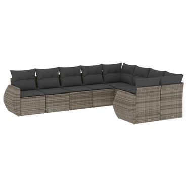 vidaXL Salon de jardin 9 pcs avec coussins Résine tressée Gris