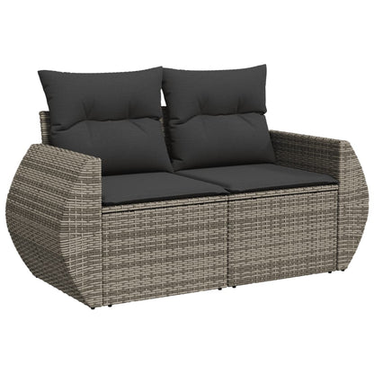 vidaXL Salon de jardin 9 pcs avec coussins Résine tressée Gris