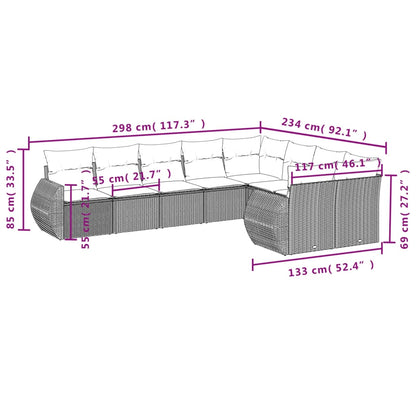 vidaXL Salon de jardin 9 pcs avec coussins Résine tressée Gris