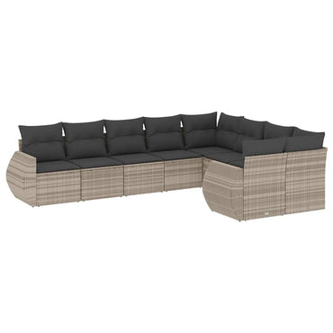 vidaXL Salon de jardin 9 pcs avec coussins Gris clair résine tressée
