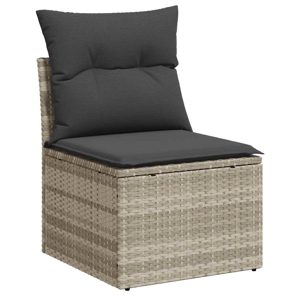 vidaXL Salon de jardin 9 pcs avec coussins Gris clair résine tressée